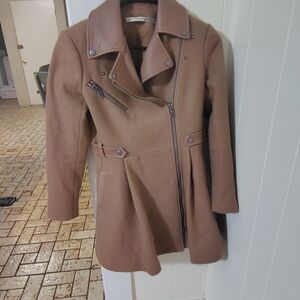 Alice + Olivia Brown Trench Coat with Asymmetrical Zipper